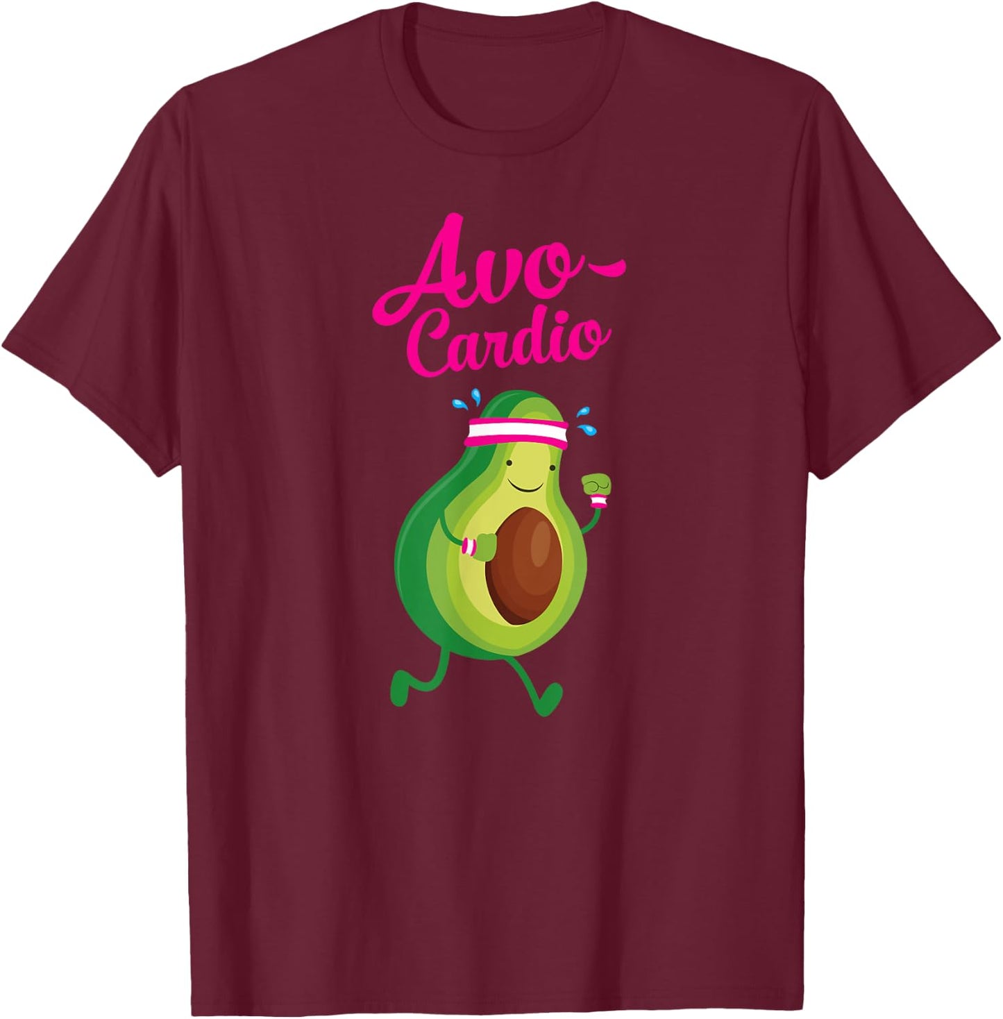 Avocardio Avocado Cardio Running Gym Pun Slogan T-Shirt - T-Shirt | Maroon
