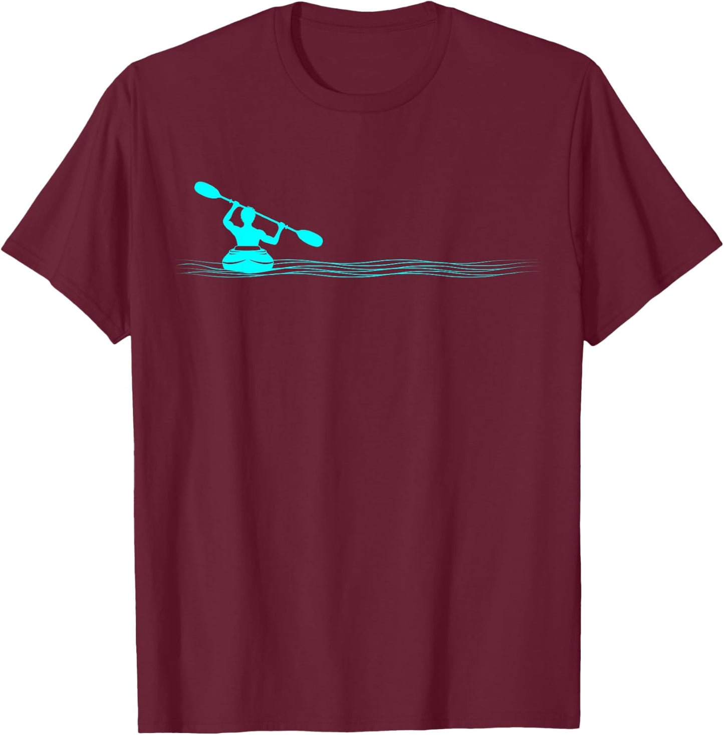 Minimalist Doing Kayak Drawing Abstract Kayaker , Black, S T-Shirt - T-Shirt | Maroon