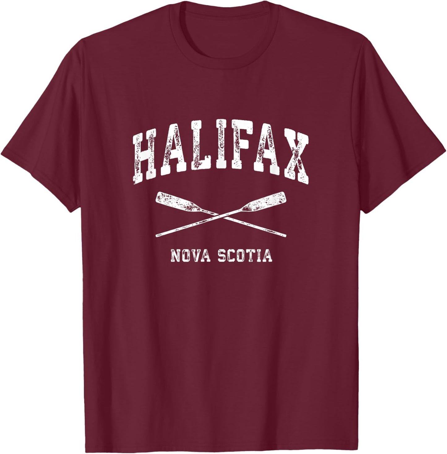 Halifax Nova Scotia Vintage Nautical Crossed Oars T-Shirt - T-Shirt | Maroon