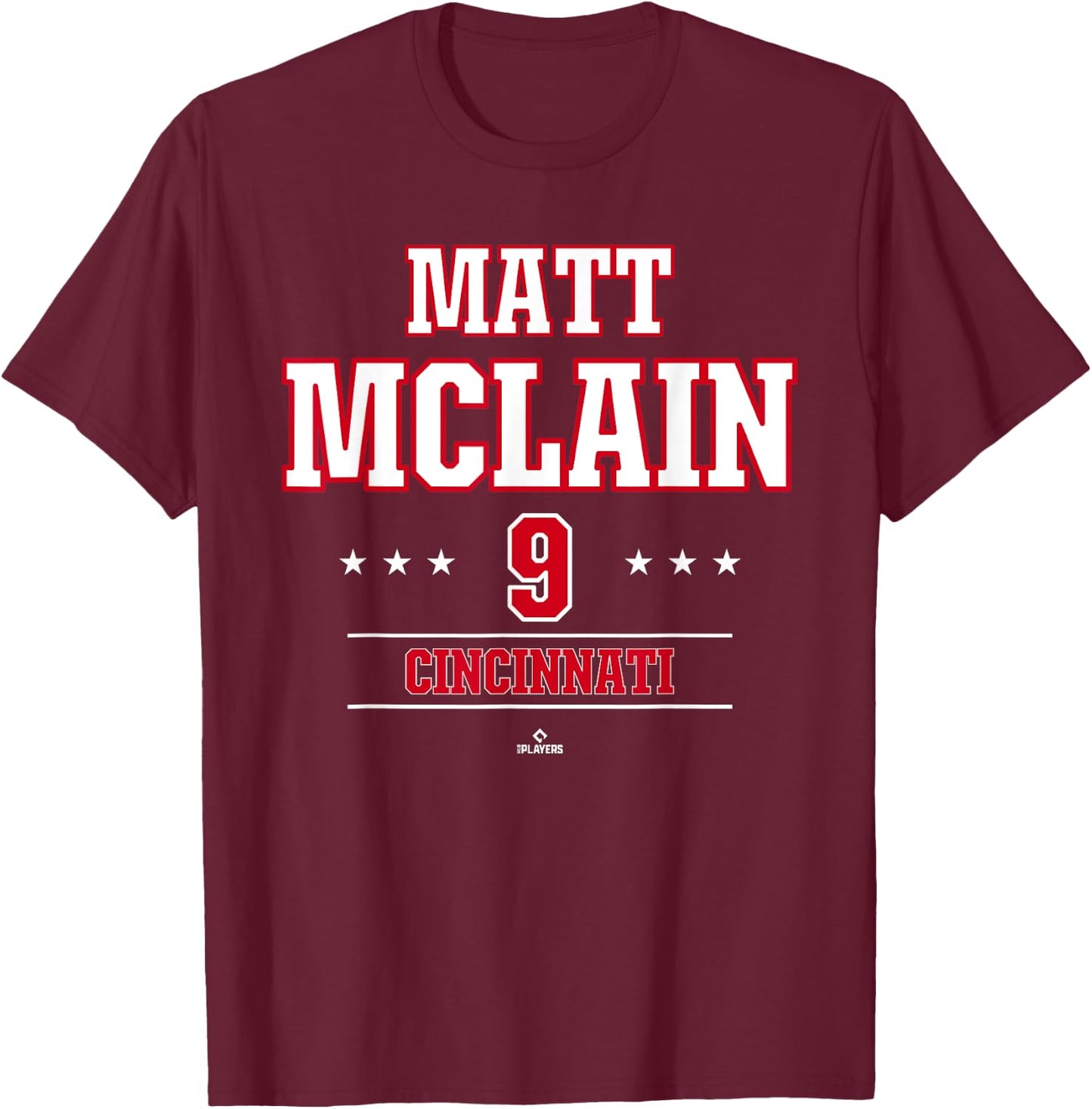 Baseball Star Matt McLain Cincinnati MLBPA T-Shirt - T-Shirt | Maroon