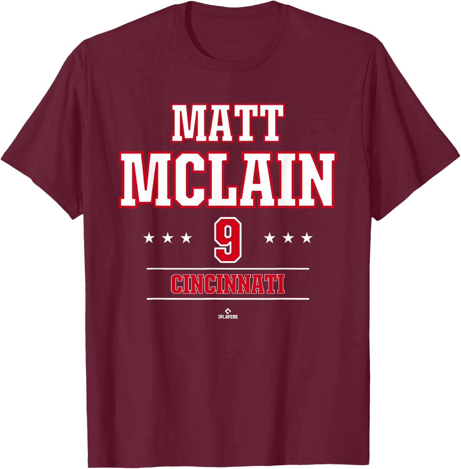 Baseball Star Matt McLain Cincinnati MLBPA T-Shirt - T-Shirt | Maroon