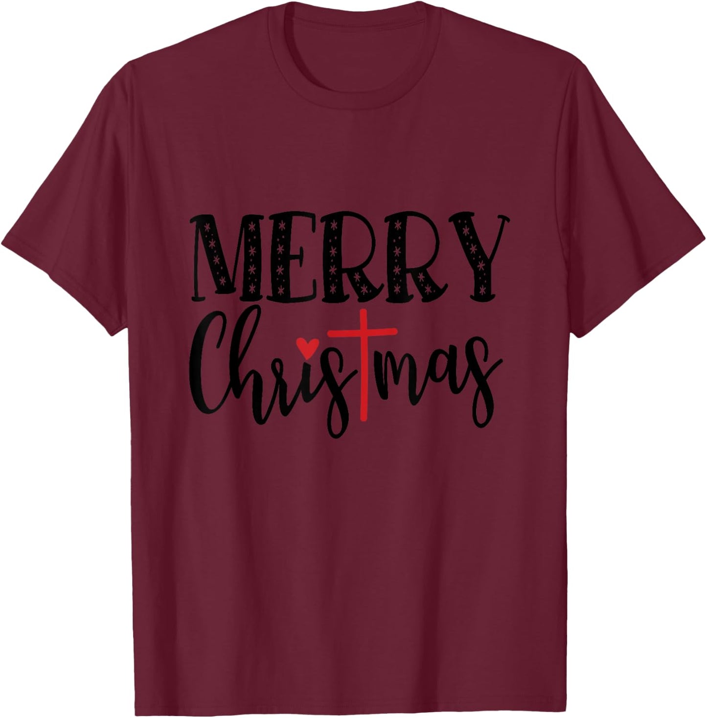 Merry Christmas Cute Christ Christian Religious Holiday T-Shirt - T-Shirt | Maroon