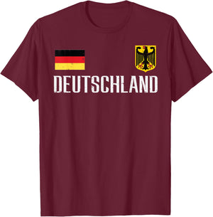 Deutschland Germany Flag Soccer Football Fan Men Women Kids T-Shirt - T-Shirt | Maroon