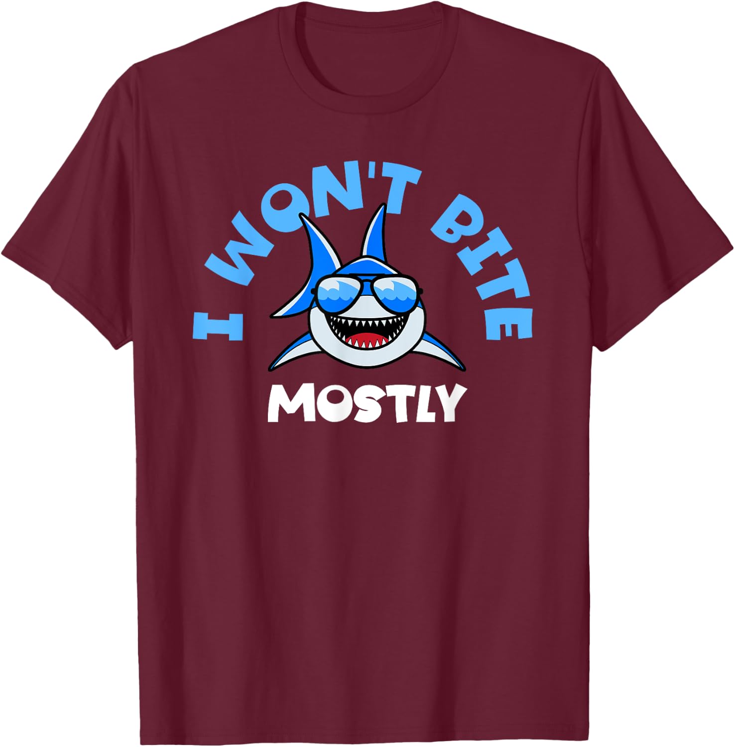 Shark Shirt Women - Funny I Won't Bite Mostly T-Shirt - T-Shirt | Maroon