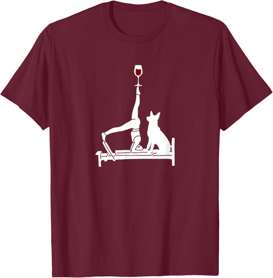 Reformer Pilates wine German Shepherd dog T-Shirt - T-Shirt | Maroon