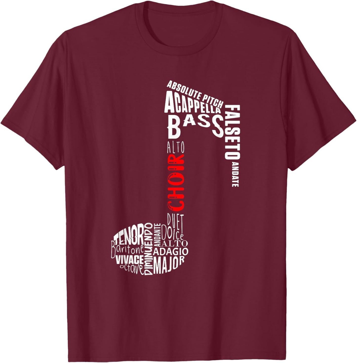 Musical Note Choir Music Singing Singer Viola Gift , Black, S T-Shirt - T-Shirt | Maroon
