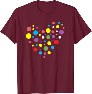 The Dot Day Heart with Colorful Dots Creative Design , black T-Shirt - T-Shirt | Maroon