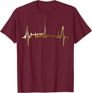 Stuttgart Skyline Heartbeat Fan Heart Love I Love Stuttgart , black T-Shirt - T-Shirt | Maroon