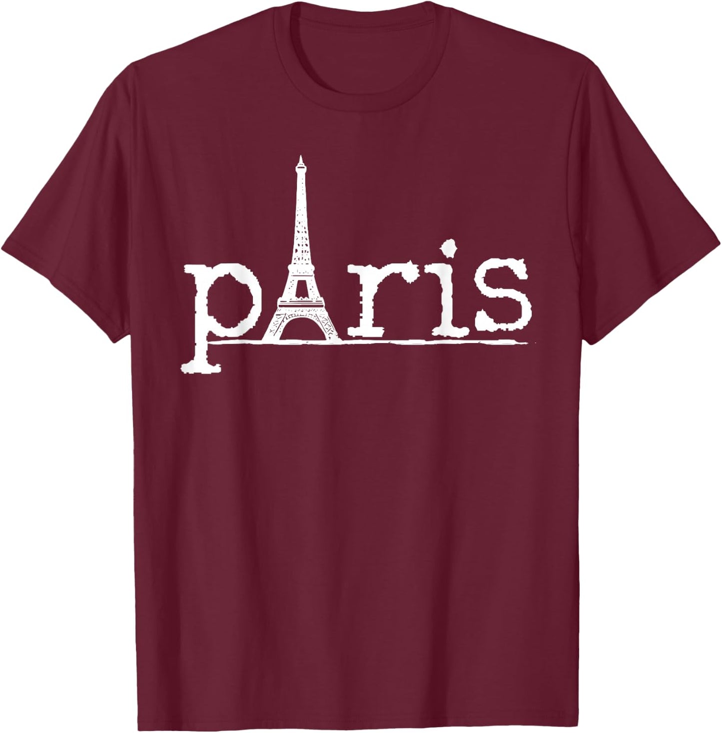 Paris France French Eiffel Tower Europe European Gift T-Shirt - T-Shirt | Maroon