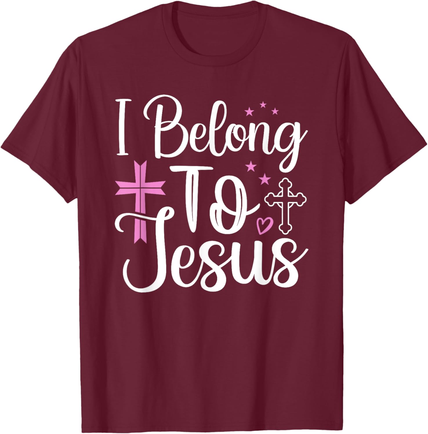 God Faith Cross Christians I Belong To Jesus T-Shirt - T-Shirt | Maroon