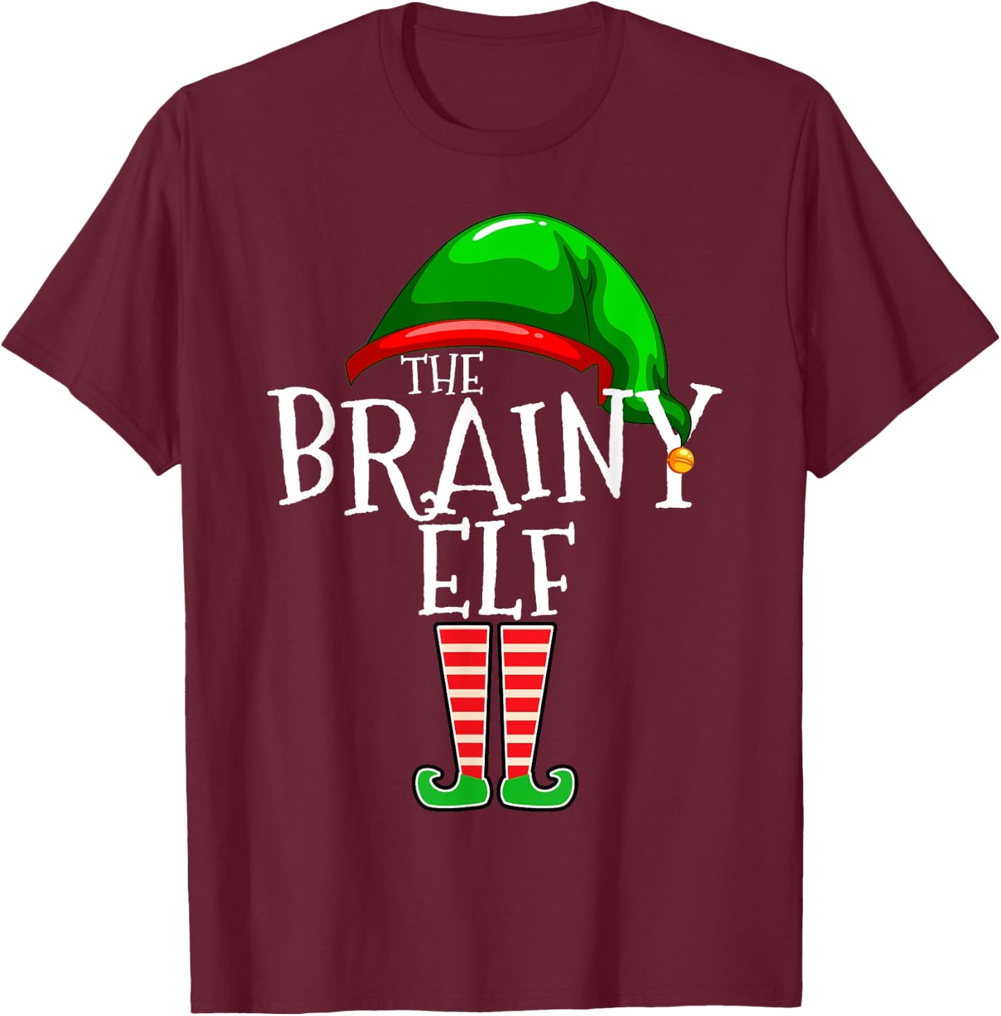 The Brainy Elf Group Matching Family Christmas Smart T-Shirt - T-Shirt | Maroon