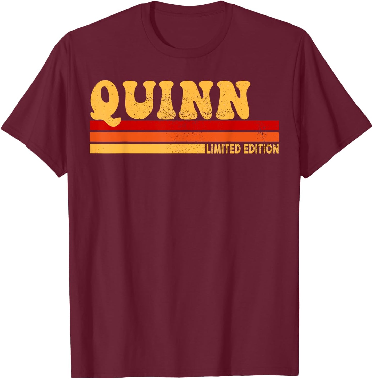 LUXETHREADS Quinn Name Personalized Cute Idea Women Vintage Quinn , Small, Black T-Shirt - T-Shirt | Maroon