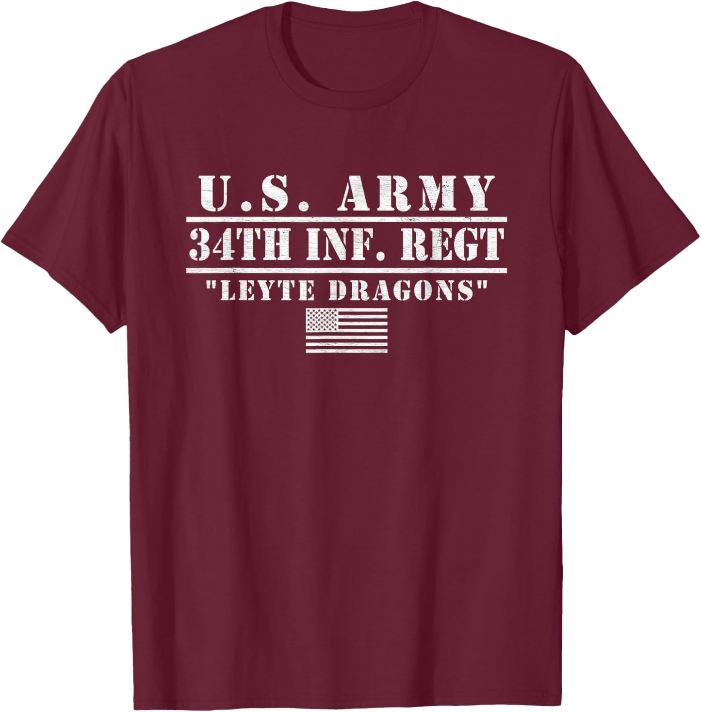 Us Army 34th Infantry Regiment 34th Inf Regt Leyte Dragons T-Shirt - T-Shirt | Maroon