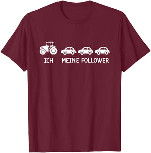 Funny Farmer Tractor with German Text, black T-Shirt - T-Shirt | Maroon