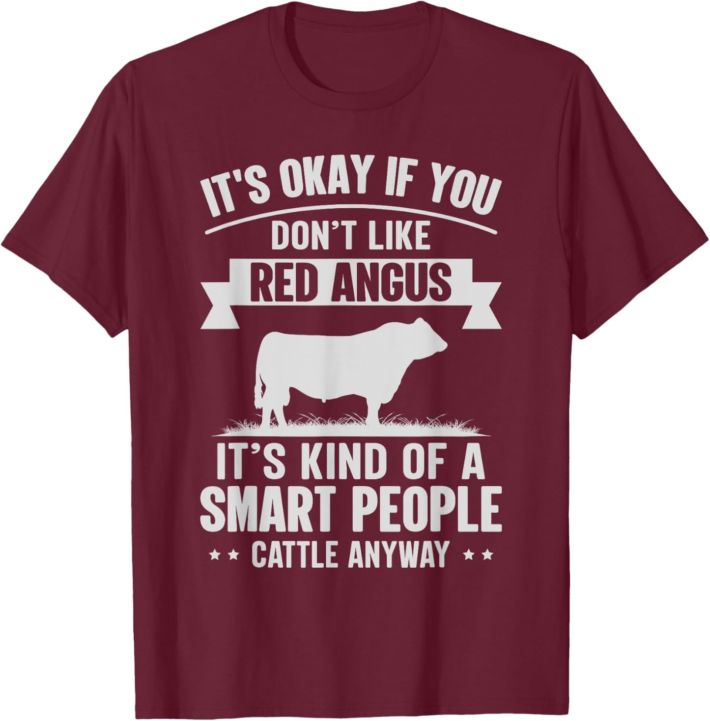 Smart People Cattle Farmer - Cow Breed Red Angus T-Shirt - T-Shirt | Maroon