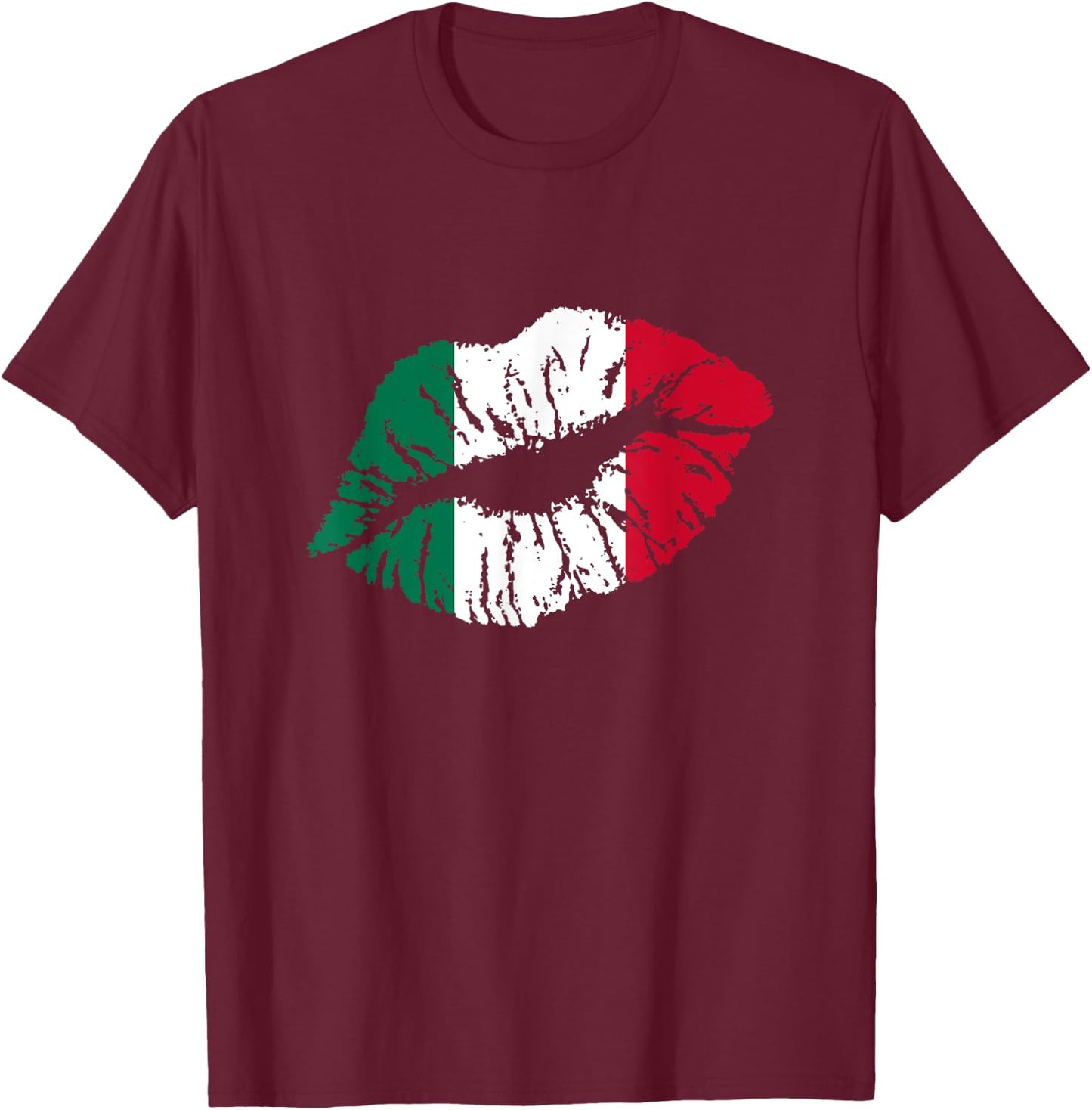 Italy | Italy Kiss Lips Italian Shirt | Gift Italian T-Shirt - T-Shirt | Maroon