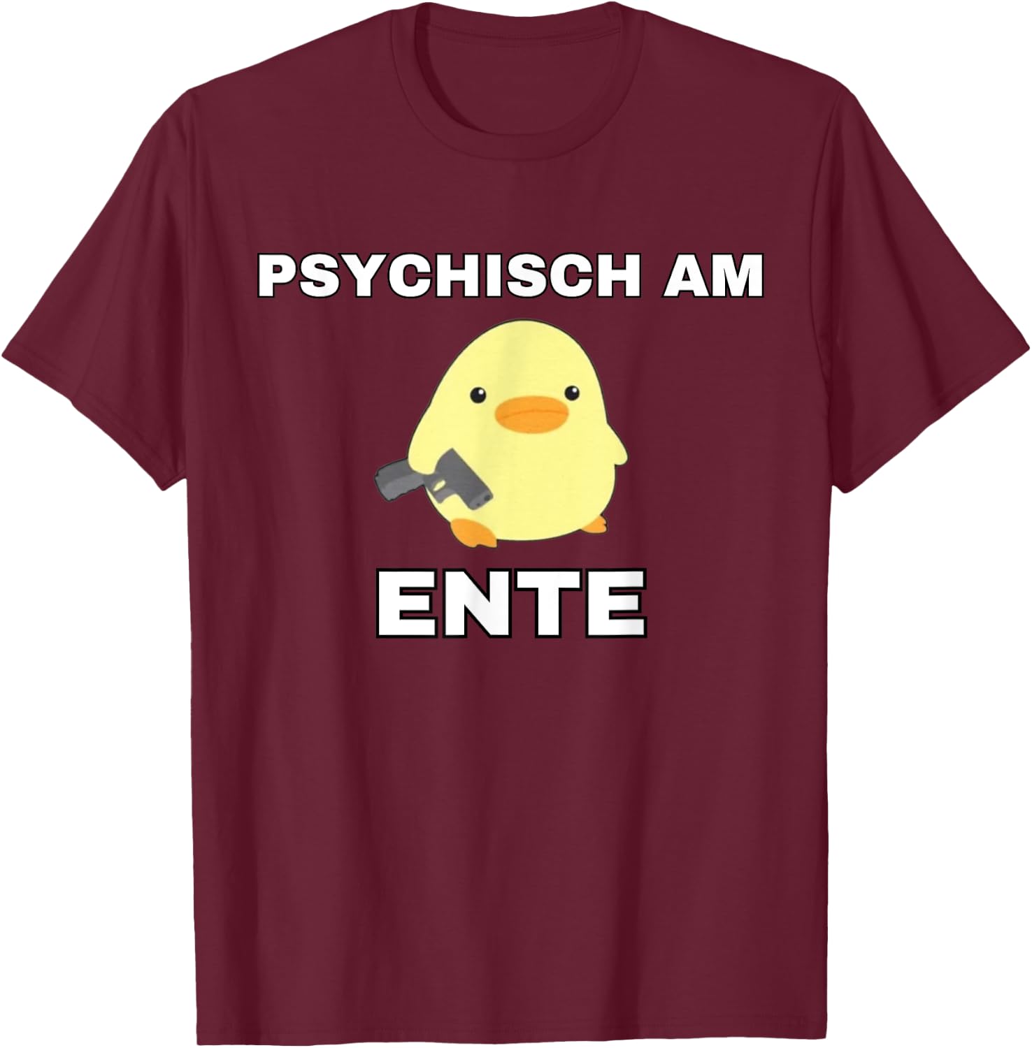 Lustige Geschenke versaute Geschenke - Psychisch am Ente - Funny Black Adult Cartoon Duck with V-Neck Small EU T-Shirt - T-Shirt | Maroon