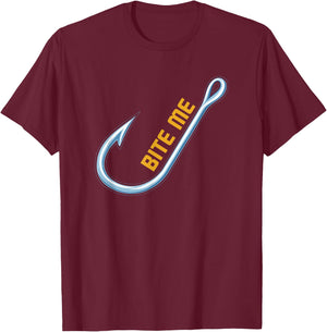 Bite Me Fishing T Shirt T-Shirt - T-Shirt | Maroon