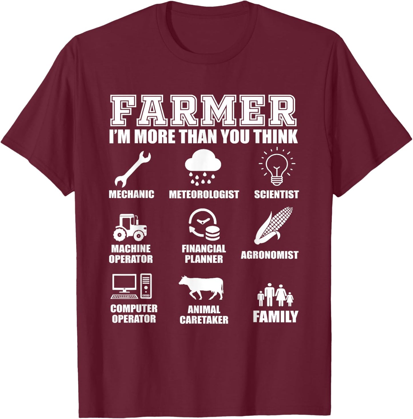 Great Farmer Gift Tractor Farm Cattle Arable Farming T-Shirt - T-Shirt | Maroon