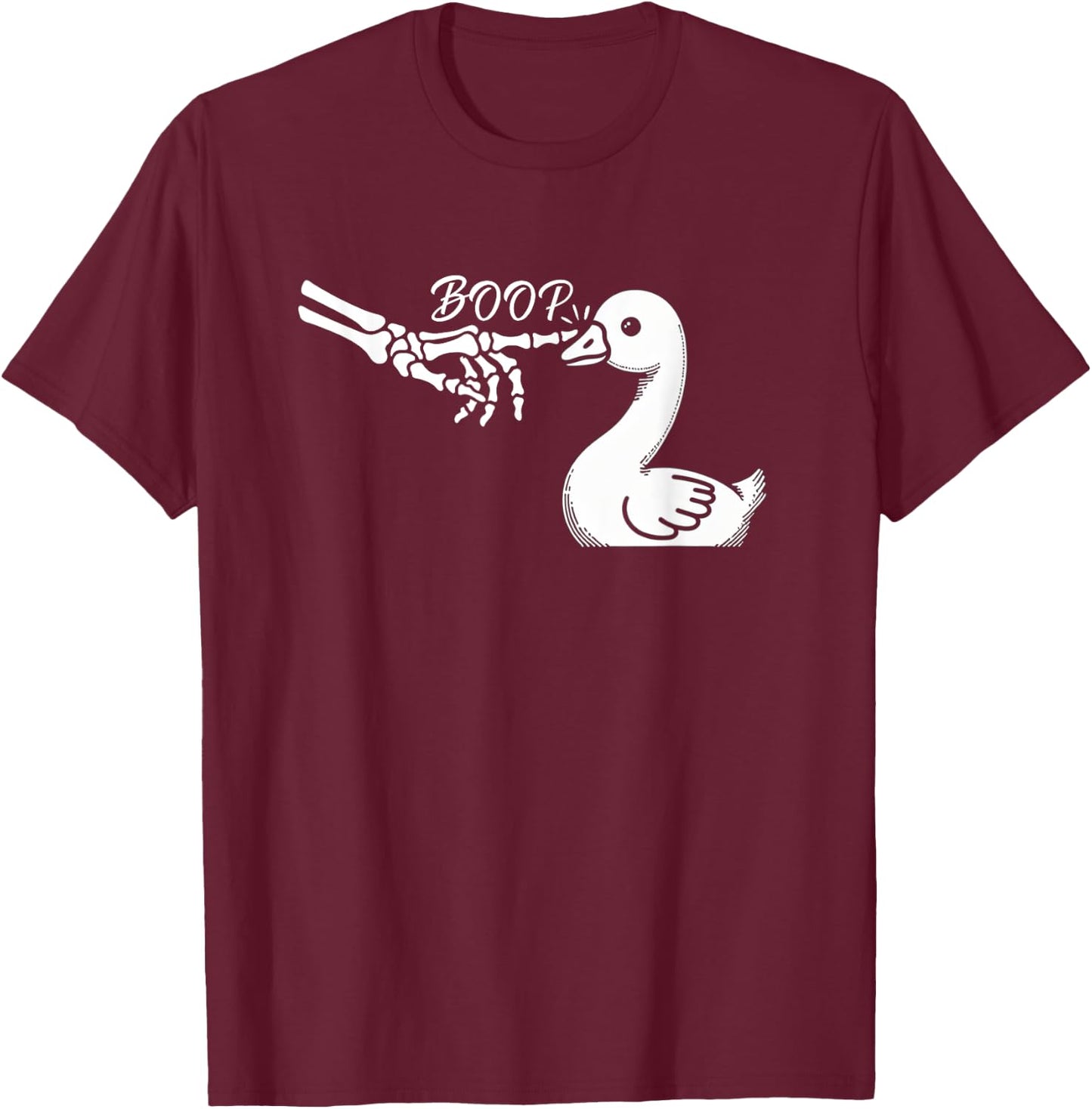 Goose Duck Skeleton Hand Boop Halloween Pet Women Girls Kids T-Shirt - T-Shirt | Maroon