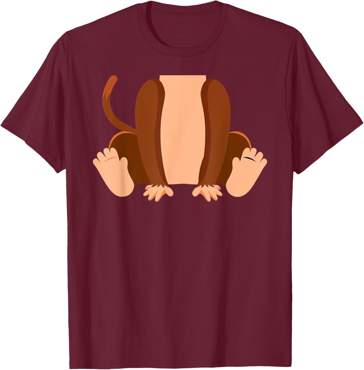 Monkey Lazy Halloween Easy Costume Funny Halloween Party T-Shirt - T-Shirt | Maroon