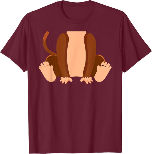 Monkey Lazy Halloween Easy Costume Funny Halloween Party T-Shirt - T-Shirt | Maroon