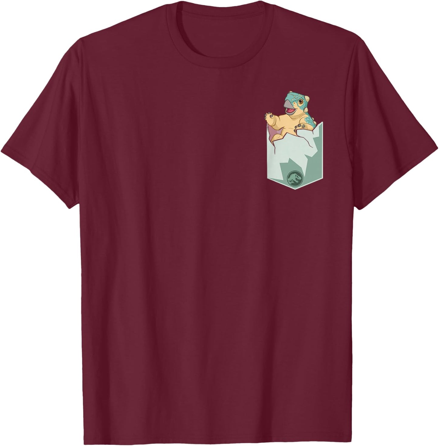 Jurassic World: Camp Cretaceous Bumpy Faux Pocket T-Shirt - T-Shirt | Maroon