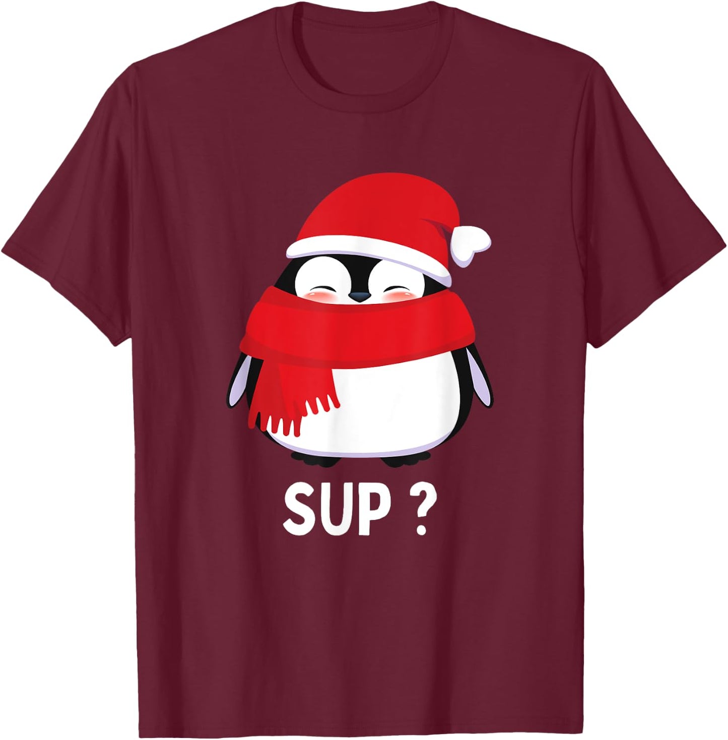 Penguin Winter T-Shirt - T-Shirt | Maroon