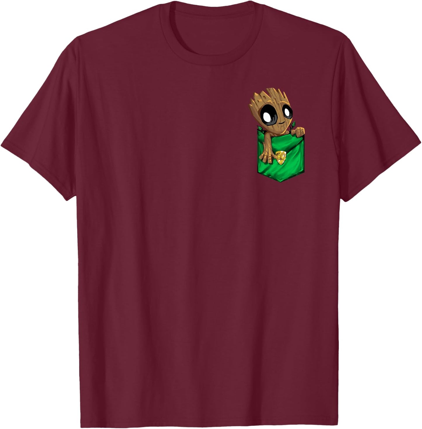 Marvel Comic Groot graphic on left chest pocket T-Shirt - T-Shirt | Maroon