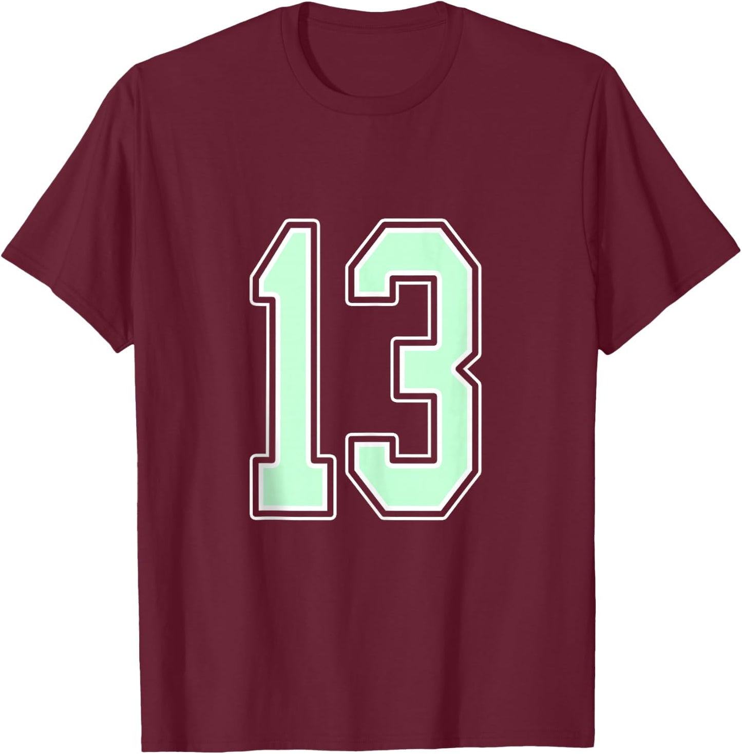 Cute Mint Green Number 13 Jersey Player Uniform #13 Fan T-Shirt - T-Shirt | Maroon