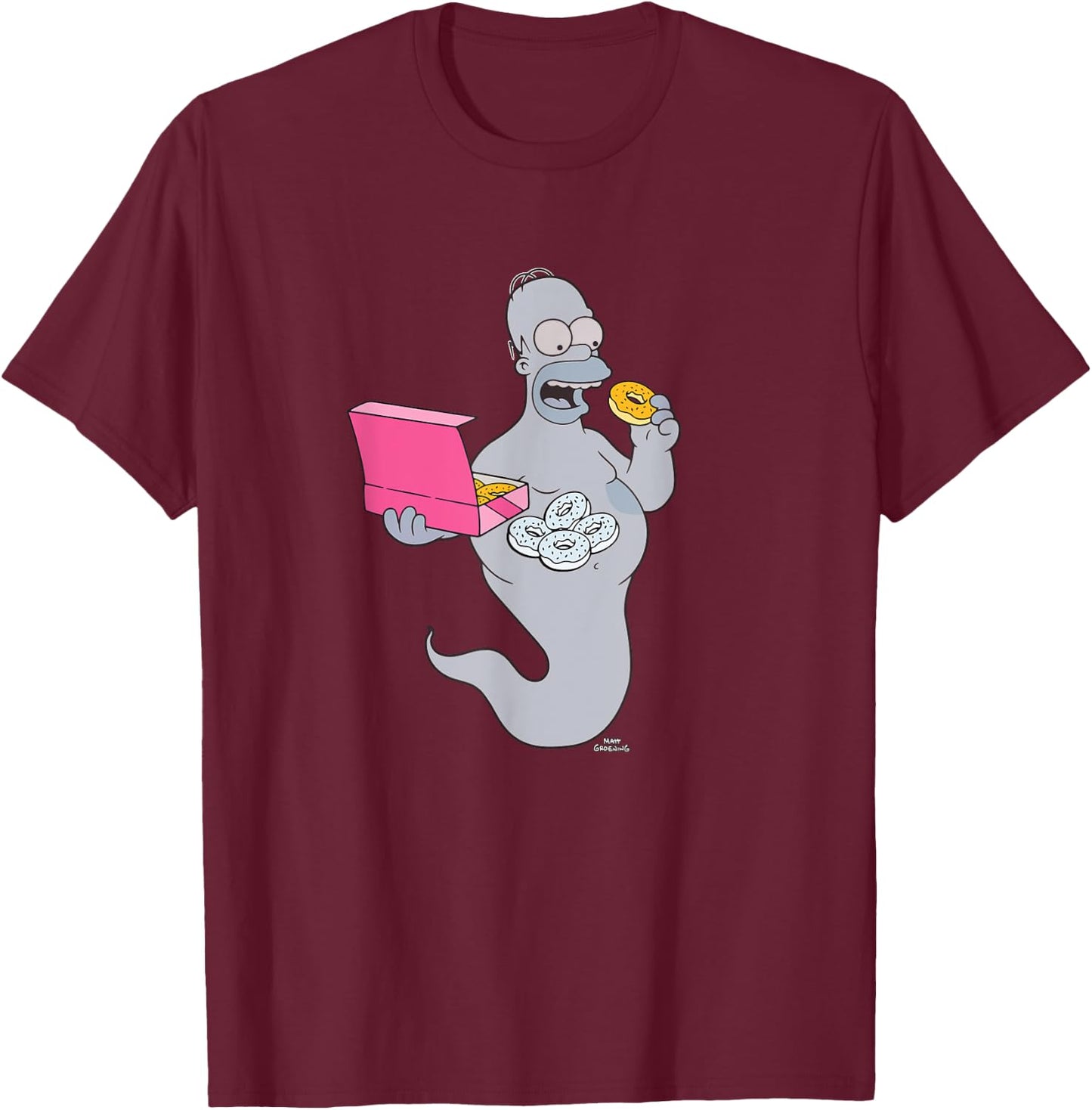 The Simpsons Homer Simson Ghost Donuts T-Shirt - T-Shirt | Maroon