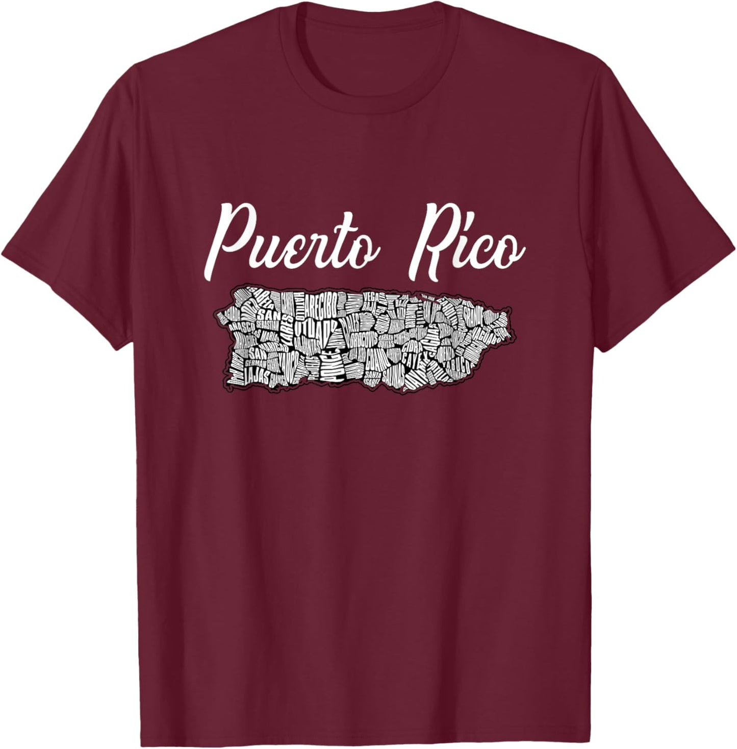 Puerto Rico map - Puerto Rican pride clothes T-Shirt - T-Shirt | Maroon