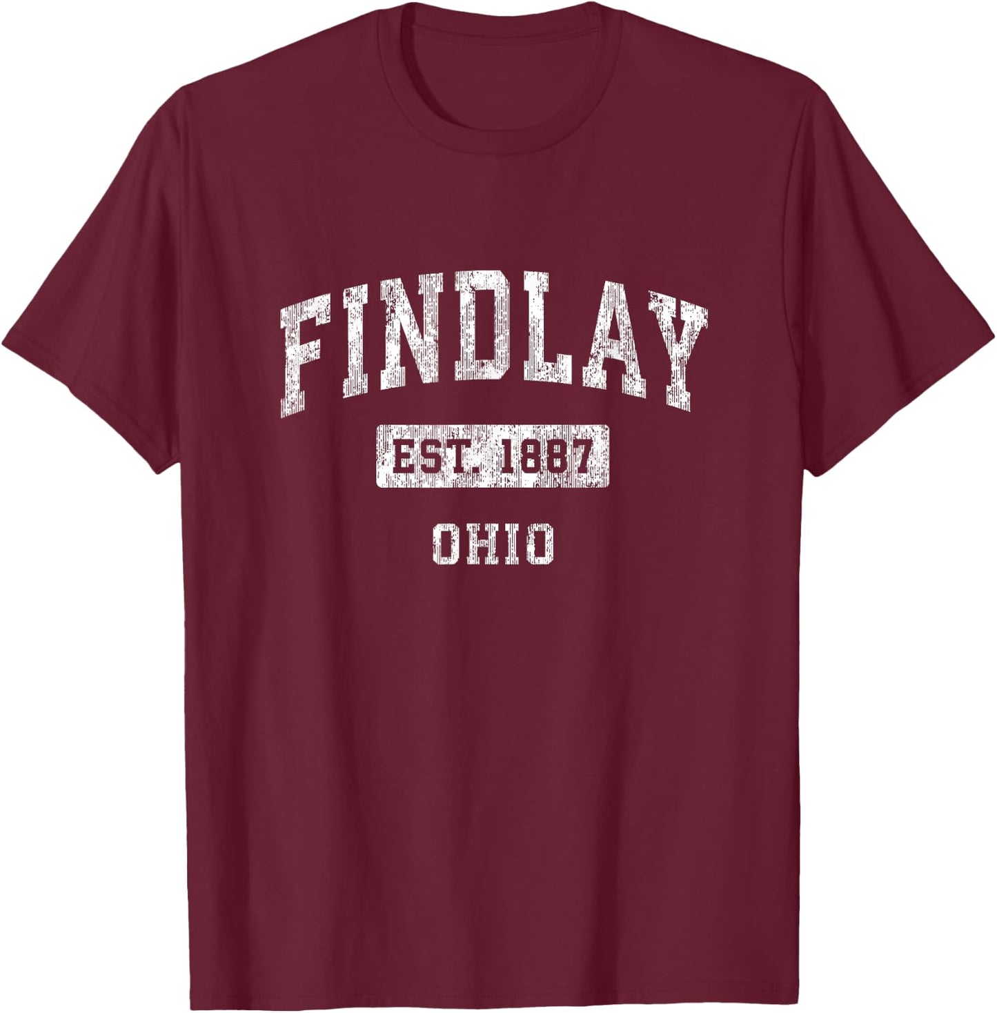 Findlay Ohio, OH, Vintage-Stil, etabliertes Sportdesign T-Shirt - T-Shirt | Maroon