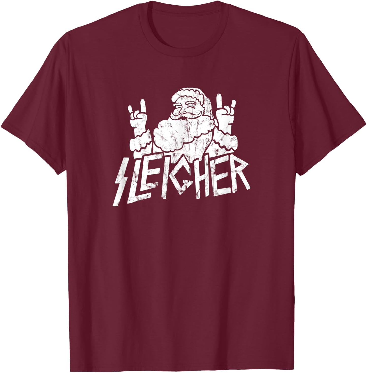 Santa Sleigher Funny Christmas for Metalheads Vintage T-Shirt - T-Shirt | Maroon
