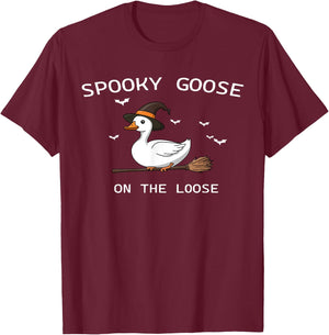 Spooky Goose on the Loose Halloween Goose Witch Goose Lover T-Shirt - T-Shirt | Maroon