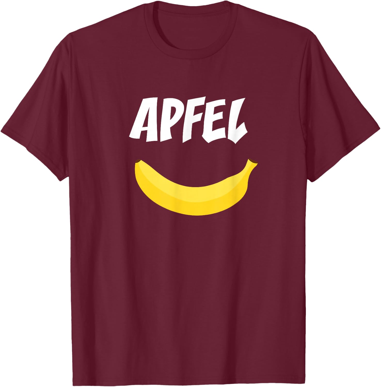 Apple with Banana Spring Summer Party Vegan Fruit , black T-Shirt - T-Shirt | Maroon