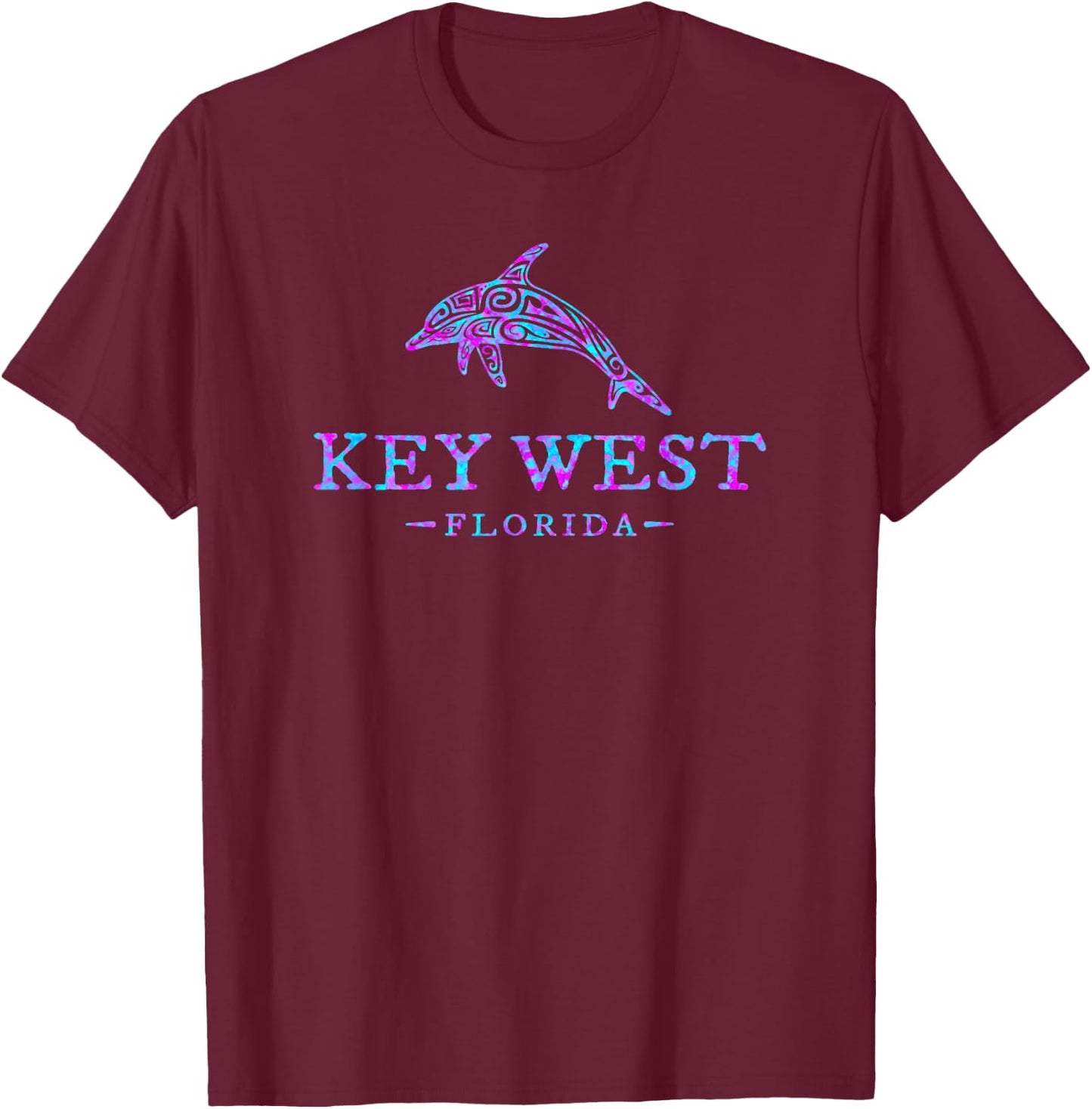 Key West Florida Colorful Dolphin Girls Boys T-Shirt - T-Shirt | Maroon