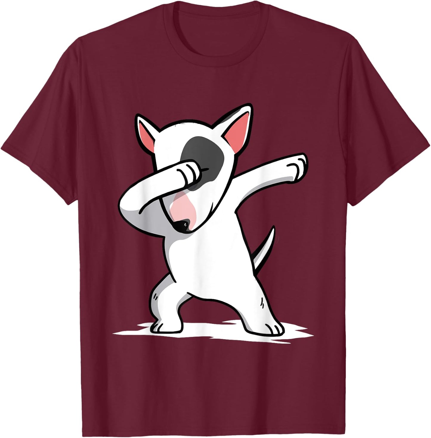 Funny Dabbing English Bull Terrier Dog Dab Shirt T-Shirt - T-Shirt | Maroon