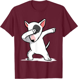 Funny Dabbing English Bull Terrier Dog Dab Shirt T-Shirt - T-Shirt | Maroon