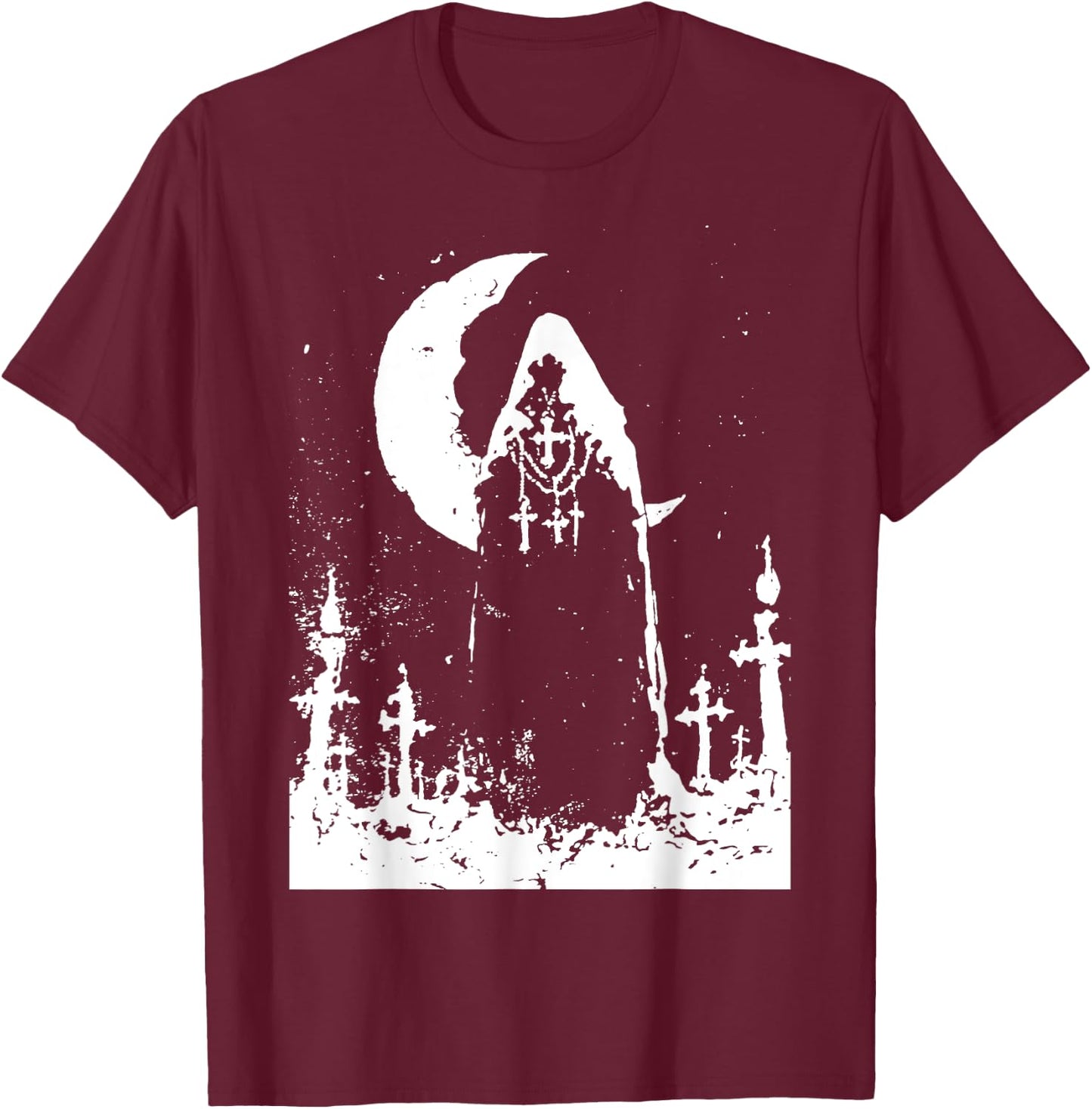 Skull Doom Metal Black Metal | Gothic Grunge Occult Satanic T-Shirt - T-Shirt | Maroon