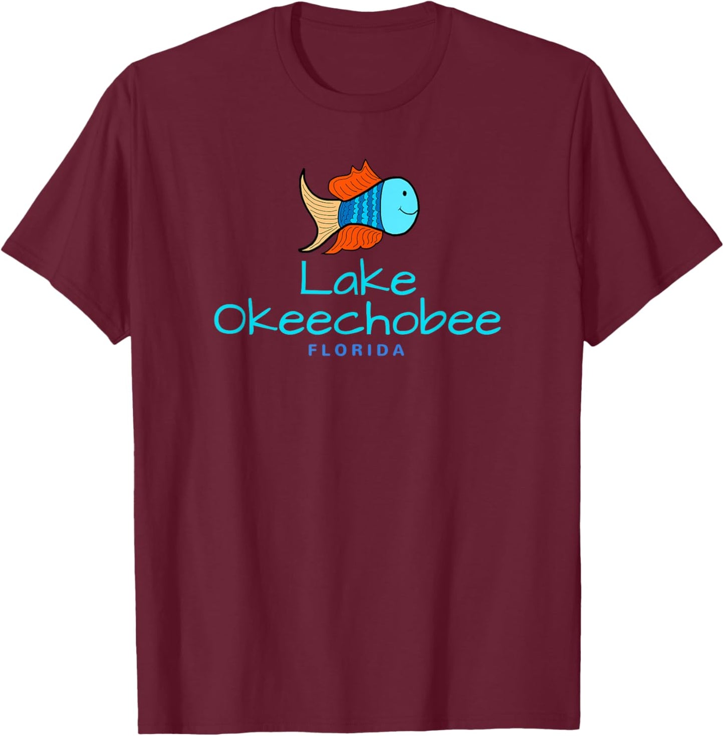 Lake Okeechobee , Florida Fun Cute Fish T-Shirt - T-Shirt | Maroon