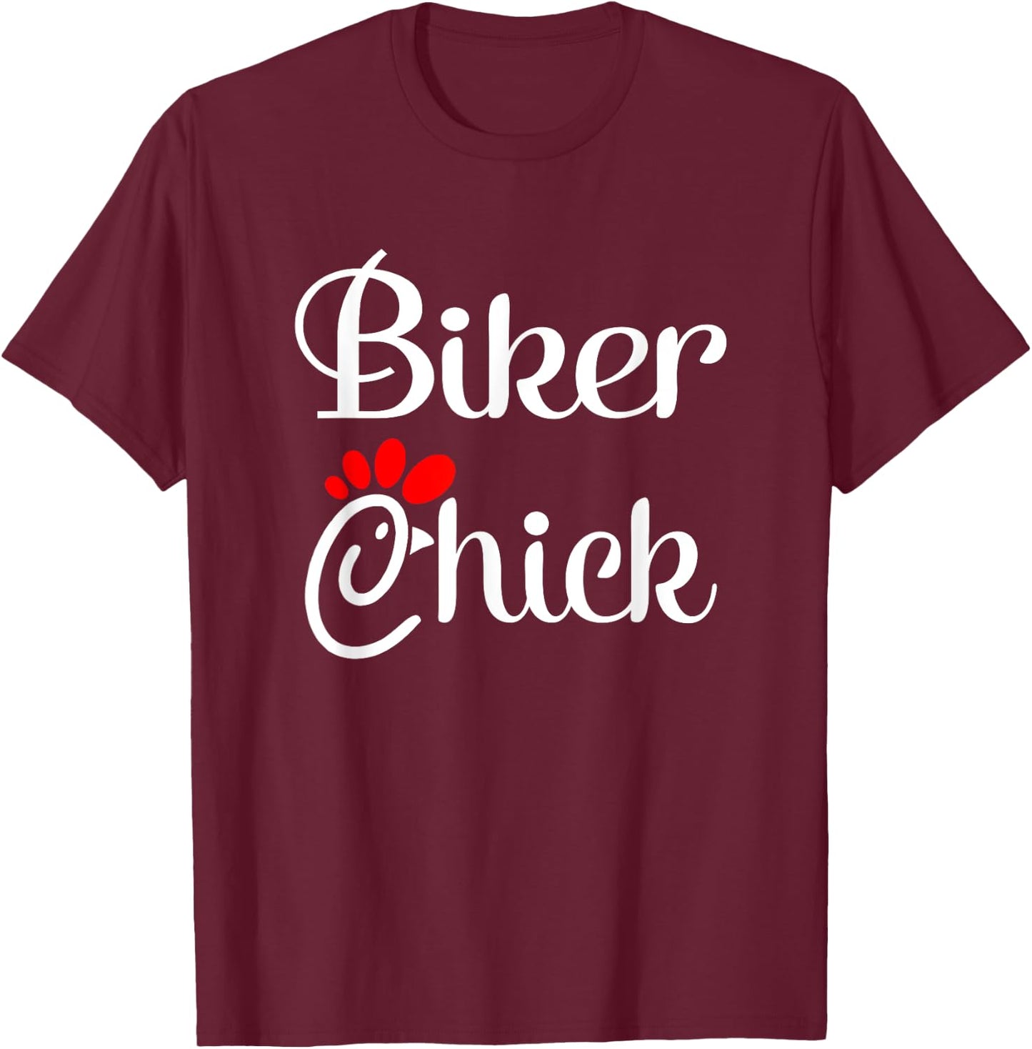 Biker Chick Motorcycle T-Shirt - T-Shirt | Maroon