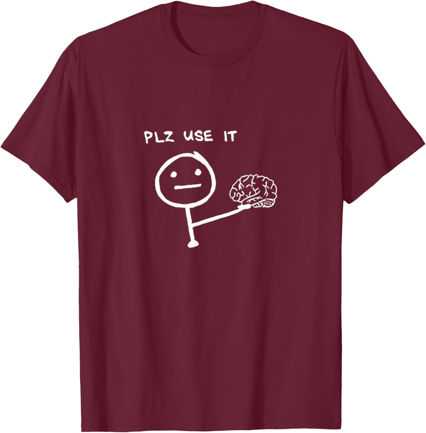 Klamottn Erwachsene Schwarz Cartoon Minimalist PLZ USE IT S T-Shirt - T-Shirt | Maroon