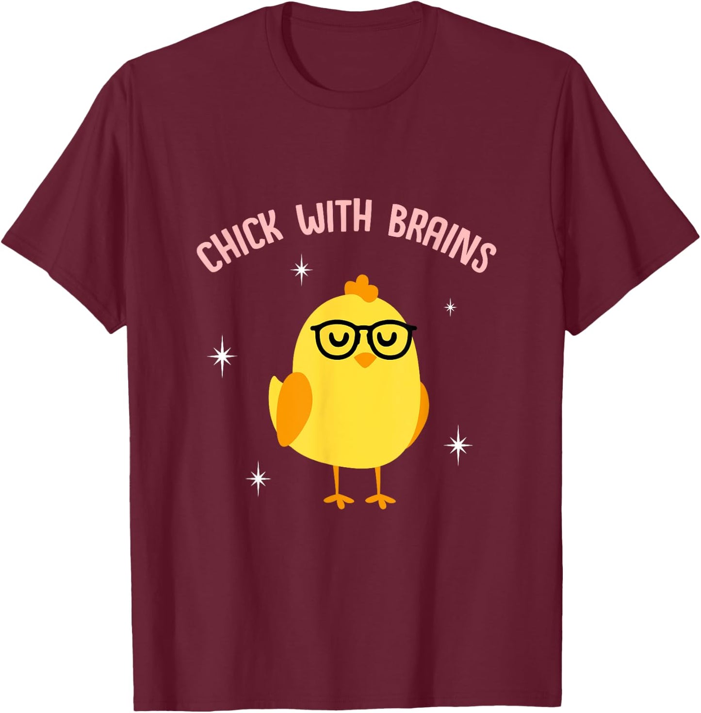 CUTE CHICK WITH BRAINS for Ladies Girl T-Shirt - T-Shirt | Maroon