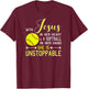 WITH JESUS IN HER HEART A Softball Hand She's Unstoppable T-Shirt - T-Shirt | Maroon