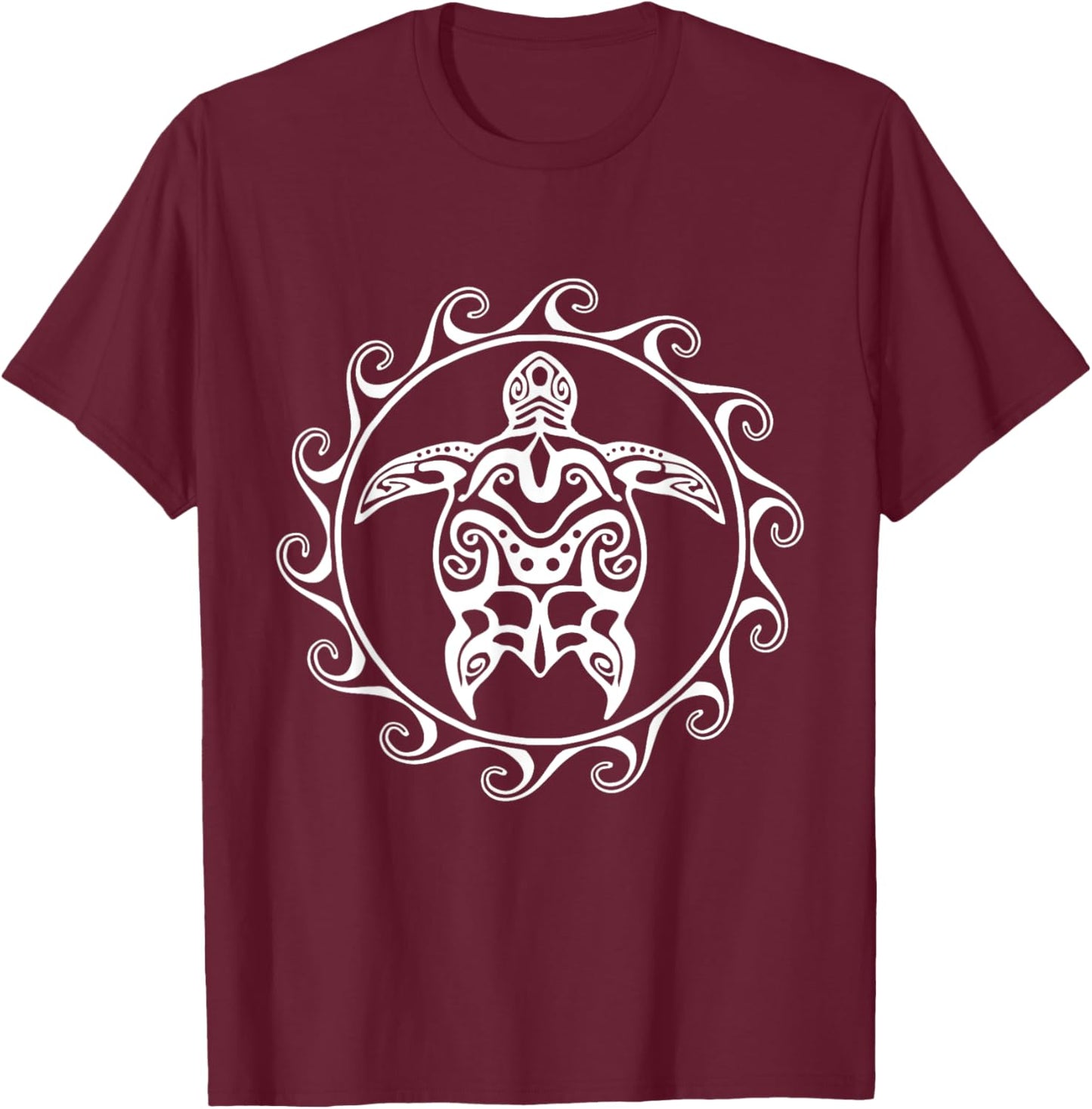 Tribal Polynesian Maori Sun Sea Turtle Island T-Shirt - T-Shirt | Maroon