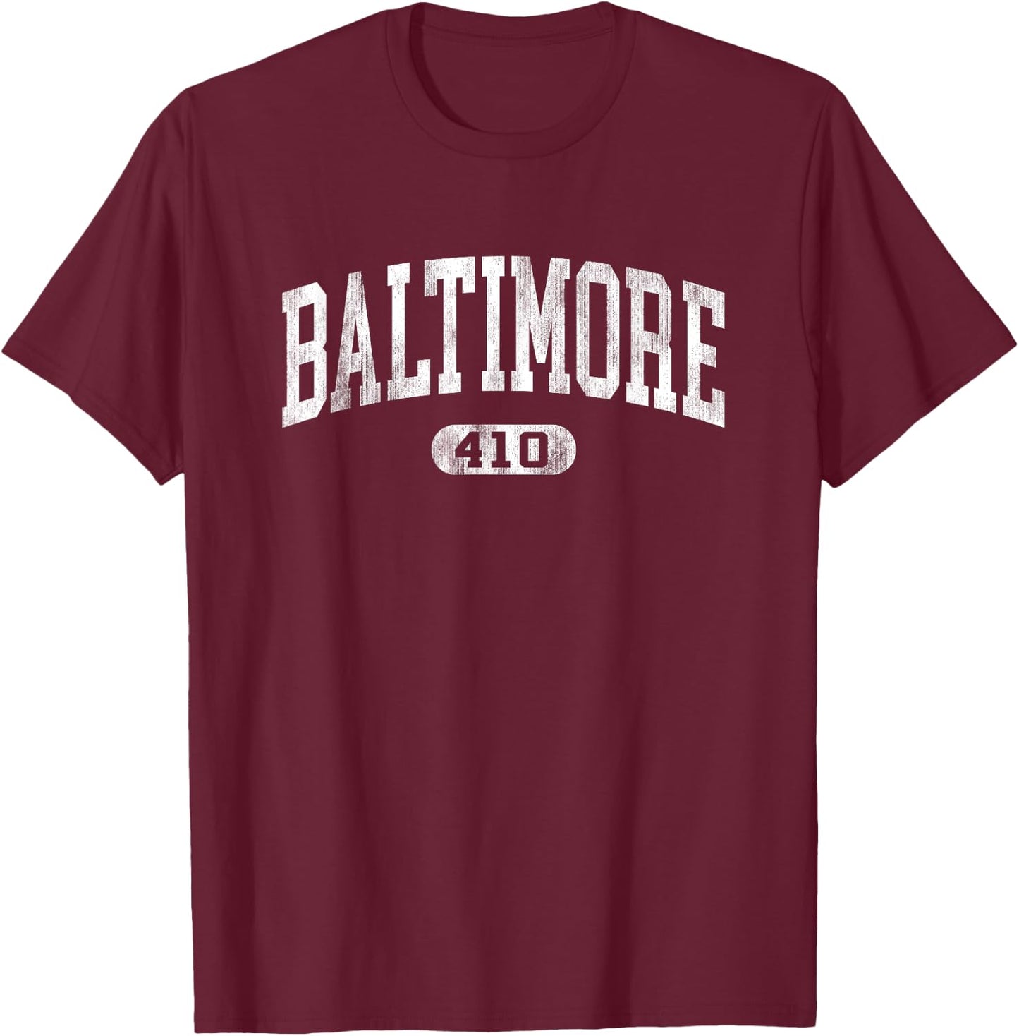 Retro Baltimore Maryland Souvenir Area Code 410 Boys Girls T-Shirt - T-Shirt | Maroon