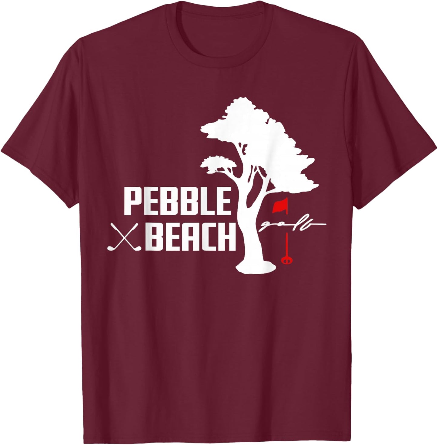 Pebble Beach Golf | Cypress Tree T-Shirt - T-Shirt | Maroon