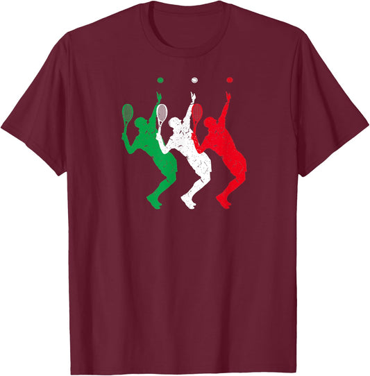 Tennis Player Italian Flag Italy Tennis T-Shirt - T-Shirt | Maroon
