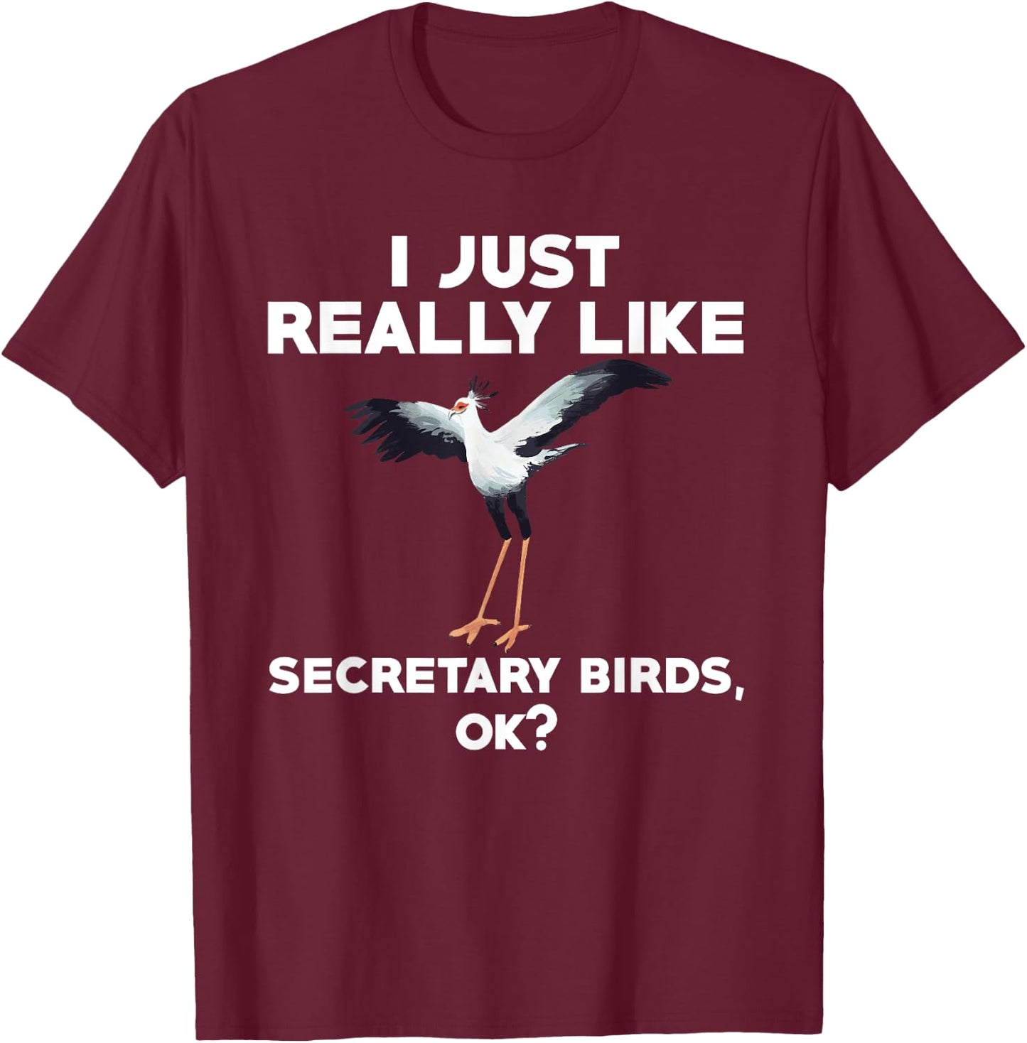 Funny Secretary Bird Saying Bird Watching Birding T-Shirt - T-Shirt | Maroon